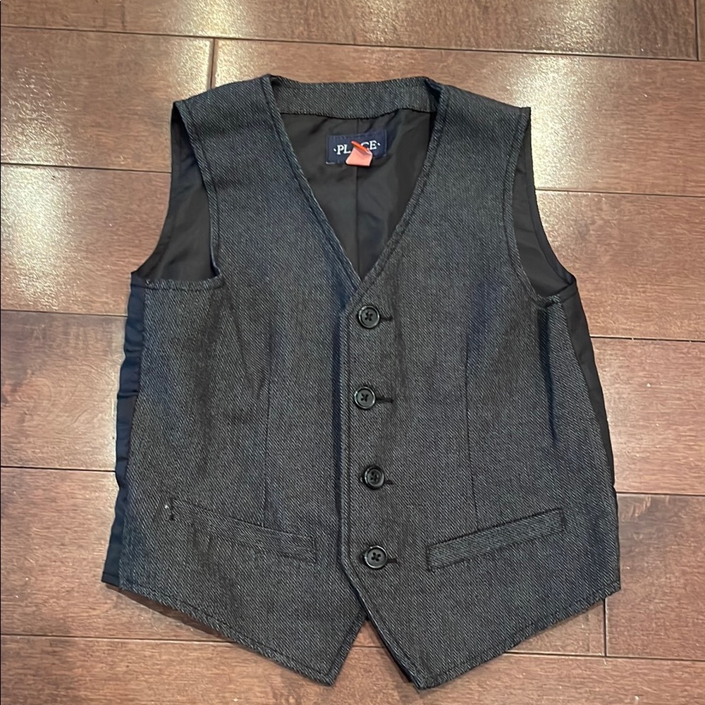 Place Charcoal Herringbone Vest